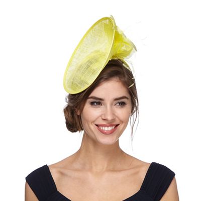 Yellow feather fascinator